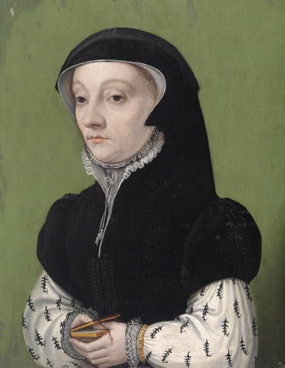 Portræt af en kvinde, der holder en bog af Anonymous